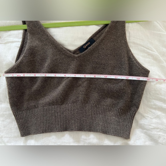 Quince Mongolian Cashmere Cropped Tank- Brown - Picture 5 of 6